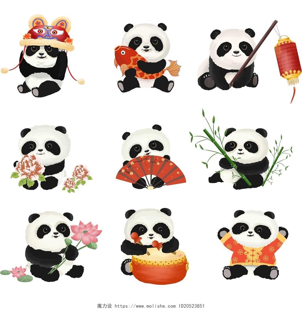 世界动物日卡通可爱动物熊猫原创插画素材